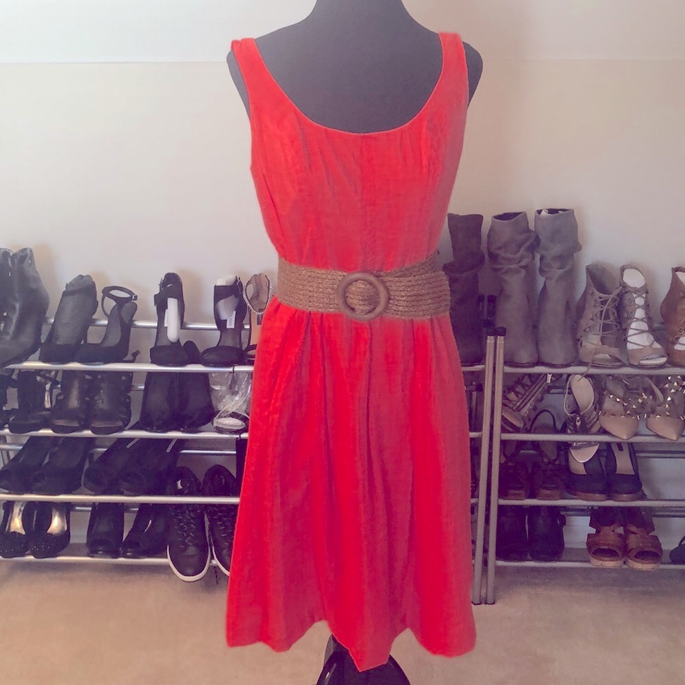 💥 Coral Dress with Belt